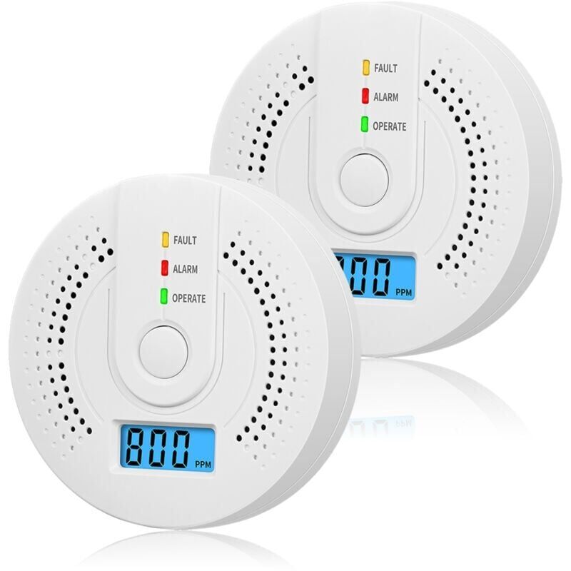 foto del prodotto snq rilevatore di monossido di carbonio a batteria confezione da 2 con display lcd digitale per casa, cucina, ristorante, hotel e ufficio