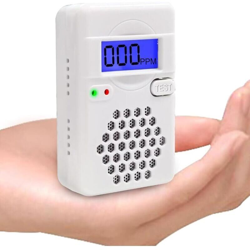 foto del prodotto snq rilevatore di monossido di carbonio con display lcd digitale, rilevatore di co con batteria sostituibile, pulsante di reset del test,