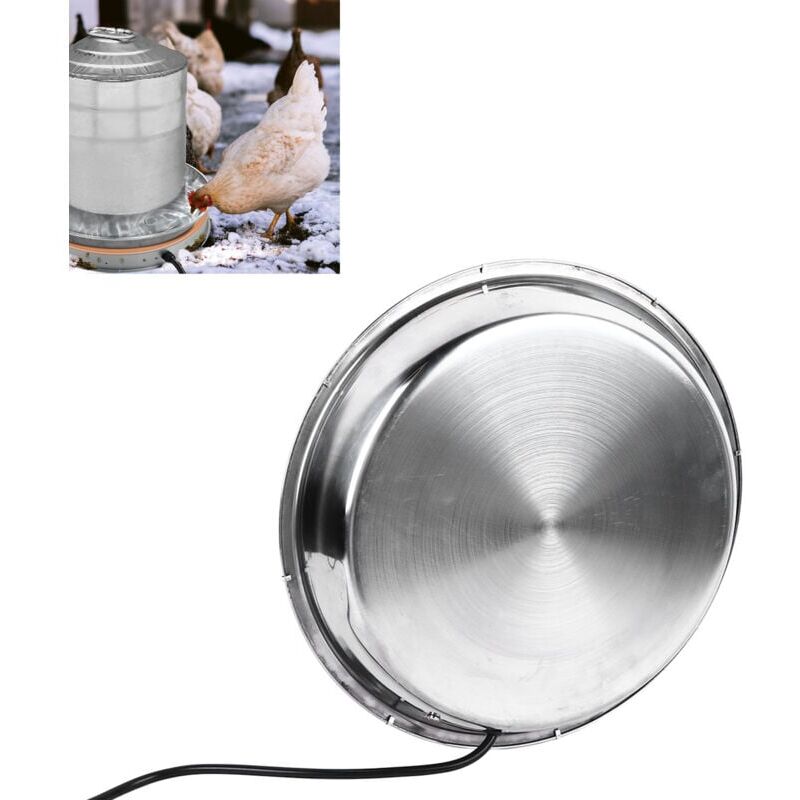 foto del prodotto snq riscaldatore d acqua per polli in acciaio inossidabile con base anti morso per l uso invernale. spina ue 220 v.