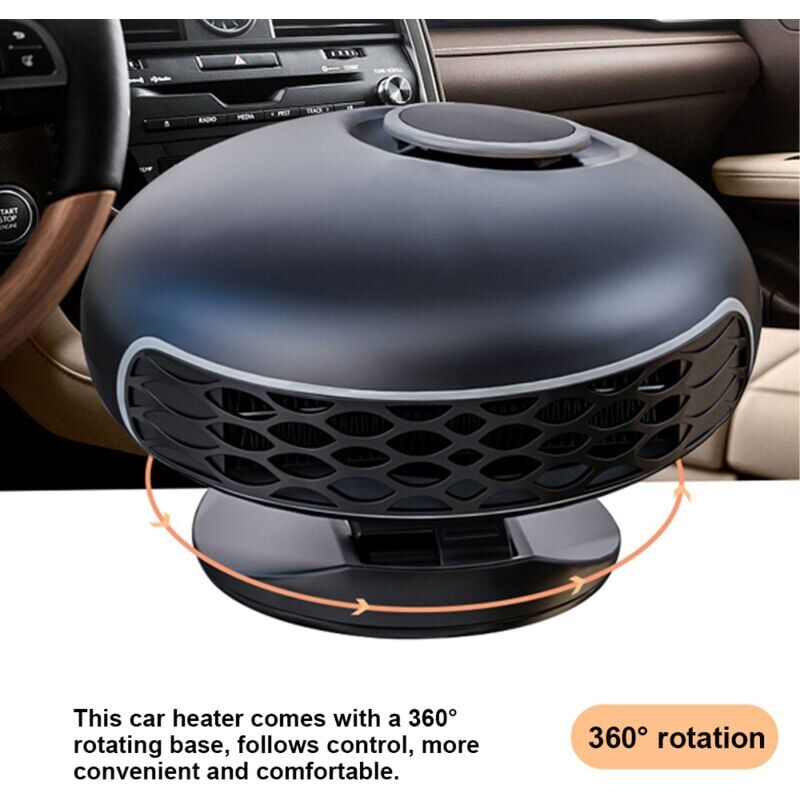 foto del prodotto snq riscaldatore portatile per auto, sbrinatore 2 in 1, ventola da 12 v 24 v con base girevole a 360 gradi per un rapido riscaldamento o
