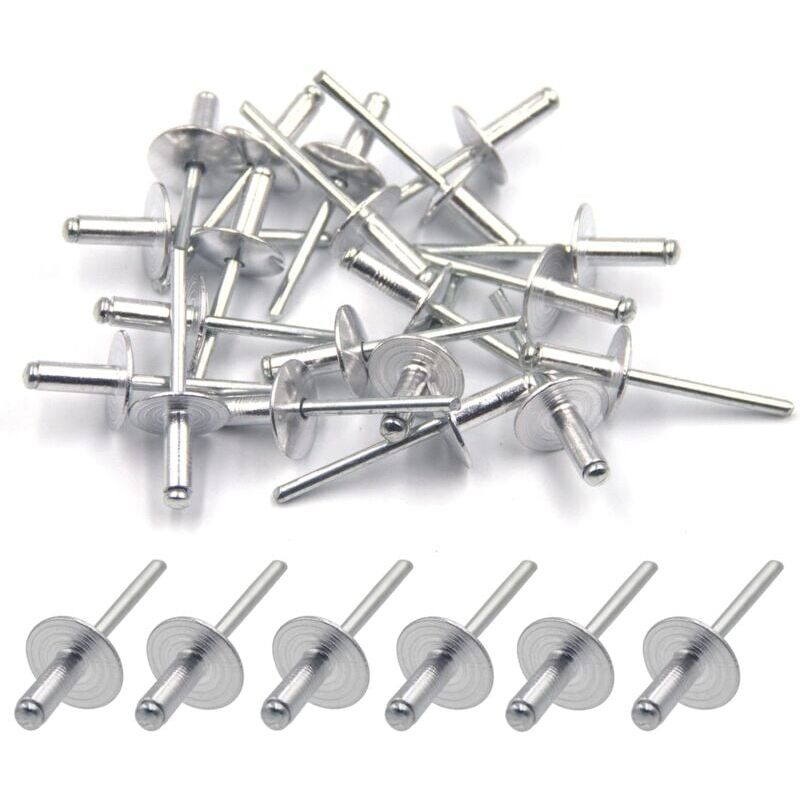 foto del prodotto snq rivetti ciechi in alluminio da 50 pezzi con flangia grande 4,8 mm x 12 mm, confezione da 50 argento 