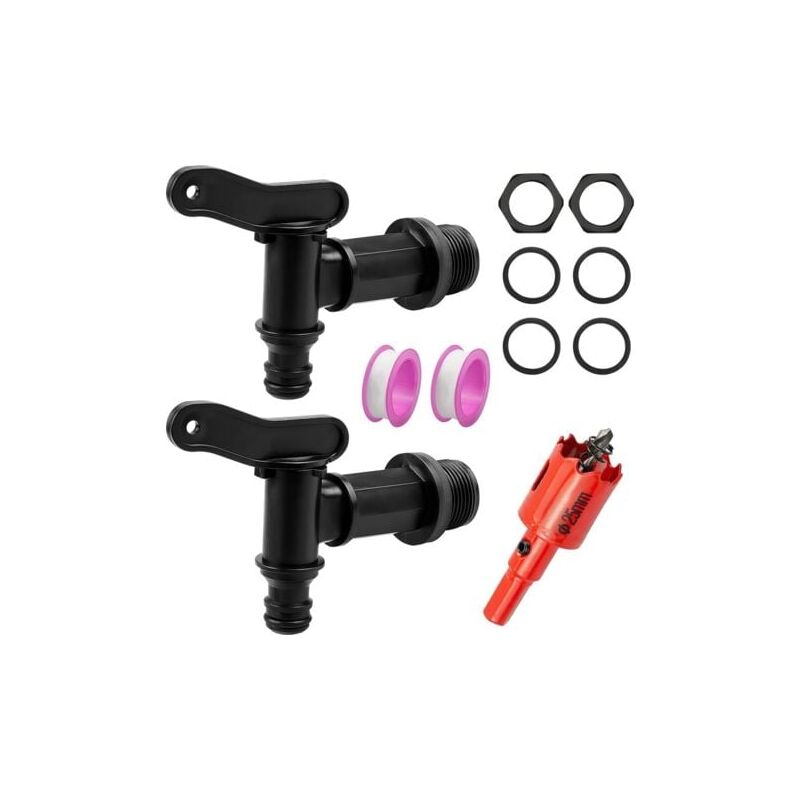 foto del prodotto snq robinet cuve plastique, 2 pi ces robinet pour citerne de pluie, robinets de citerne d eau, robinet de rechange en plastique avec ruban adh sif
