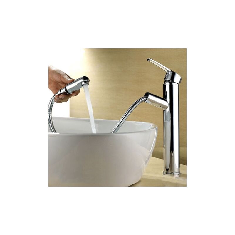 foto del prodotto snq robinet mitigeur de cuisine moderne, double buse, salle de bains, robinet de lavabo extractible tout en cuivre, robinet t lescopique de lit de