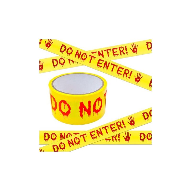 foto del prodotto snq ruban d avertissement de d coration d halloween, rouleau de ruban d avertissement jaune effrayant de 4,8 cm x 25 m, ruban d avertissement de
