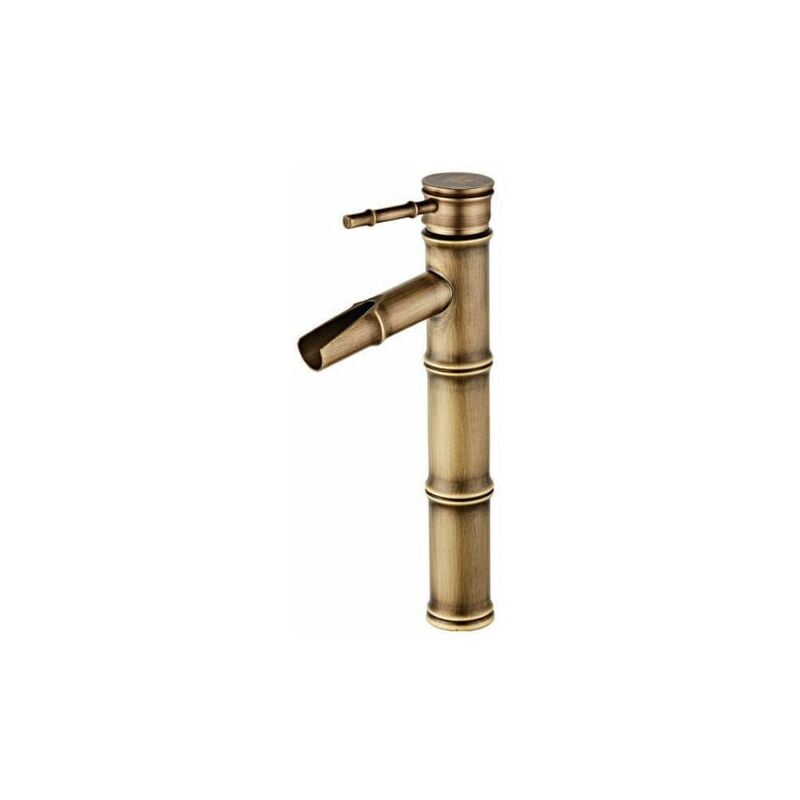 foto del prodotto snq rubinetto alto in bamb , miscelatore per lavabo a cascata, disponibile con un foro per acqua calda e fredda, rubinetto per bagno in bronzo, 3