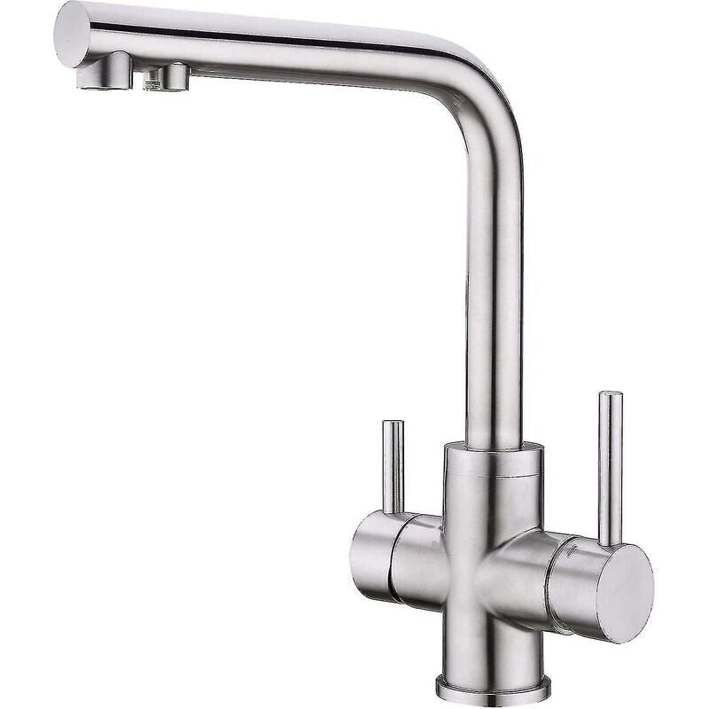 foto del prodotto snq rubinetto da cucina a 3 vie, rubinetto da cucina girevole a 360 , miscelatore con filtro per l acqua 3 in 1, lavello in acciaio inossidabile