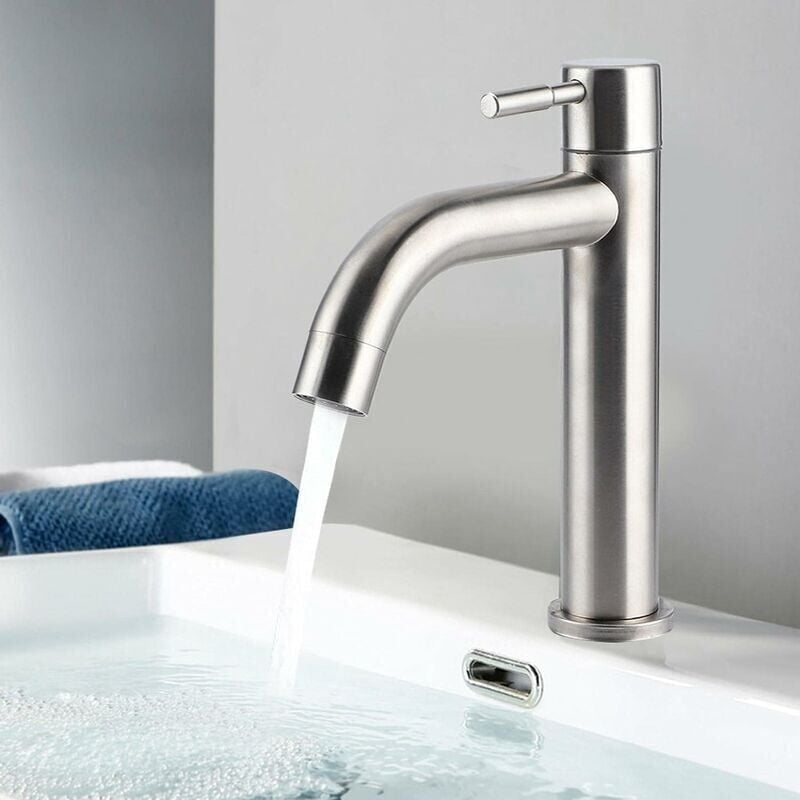 foto del prodotto snq rubinetto in acciaio inossidabile spazzolato g1 2, rubinetto singolo per acqua fredda, rubinetto per lavandino, accessorio per il bagno per