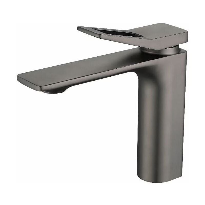 foto del prodotto snq rubinetto per lavabo ccykxa, rubinetto per bagno grigio, acciaio inossidabile spazzolato 304, rubinetto per lavabo anticalcare, rubinetto caldo