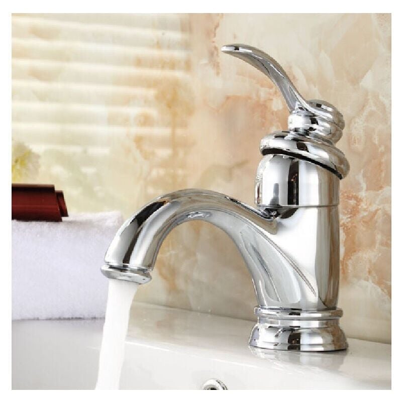 foto del prodotto snq rubinetto per lavabo in ottone a foro singolo, rubinetto per lavabo con acqua calda e fredda, rubinetto per lavabo a foro singolo, colore