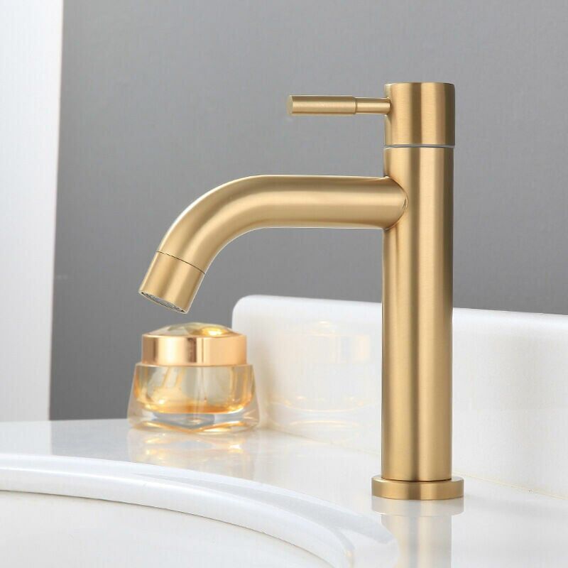 foto del prodotto snq rubinetto singolo per lavabo con acqua fredda, rubinetto per lavabo da appoggio in acciaio inossidabile con interfaccia a 4 punti, rubinetto