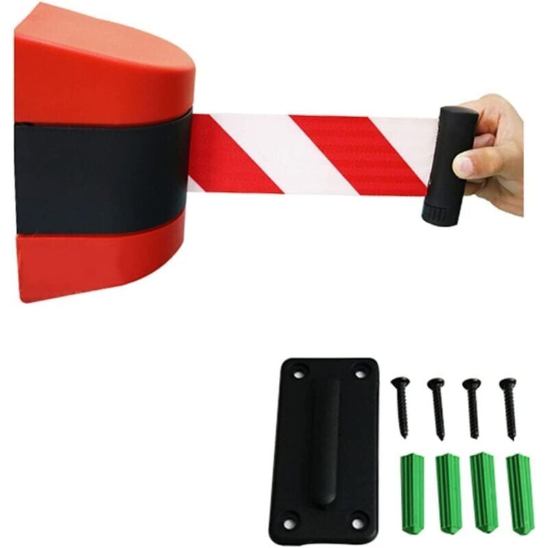foto del prodotto snq s parateur de file d attente r tractable ruban de s curit pour contr le des foules fixation murale avec accessoires, 2 m