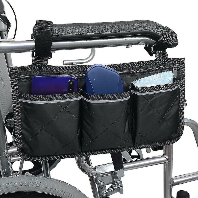 foto del prodotto snq sac d accoudoir pour fauteuil roulant sac pour fauteuil roulant oxford sac de scooter portatile tanche avec 4 compartiments r fl chissant