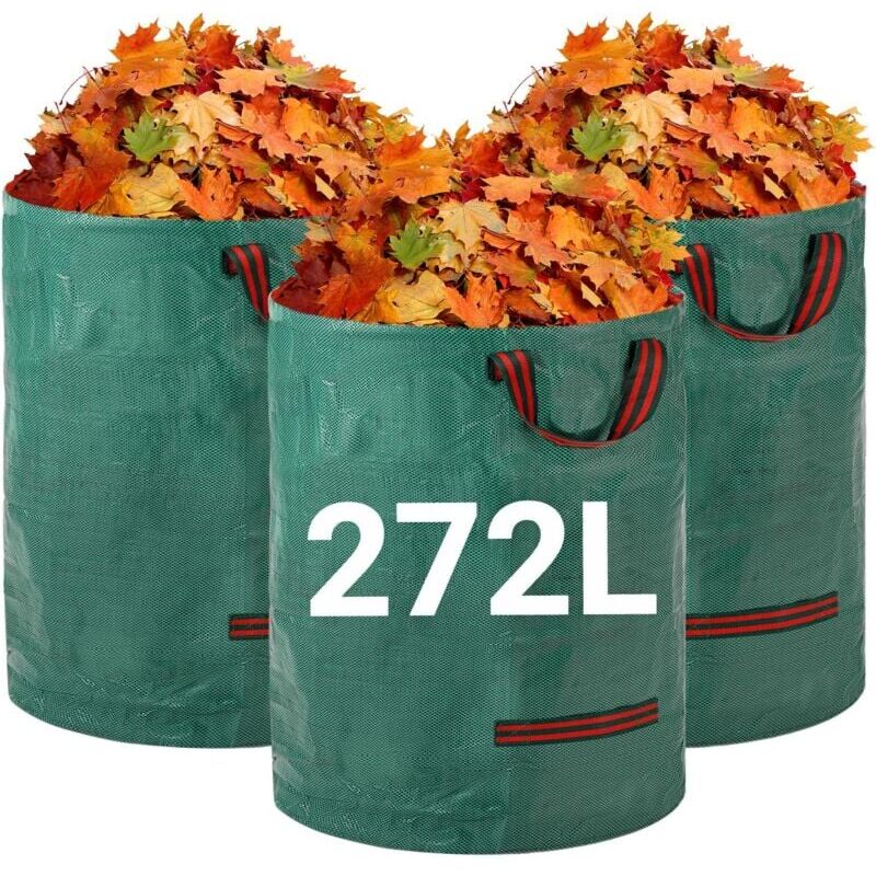 foto del prodotto snq sacs d chets de jardin robustes 272l x 3pack sacs de jardin r utilisables avec poign es tissu industriel pour feuilles d chets d bris