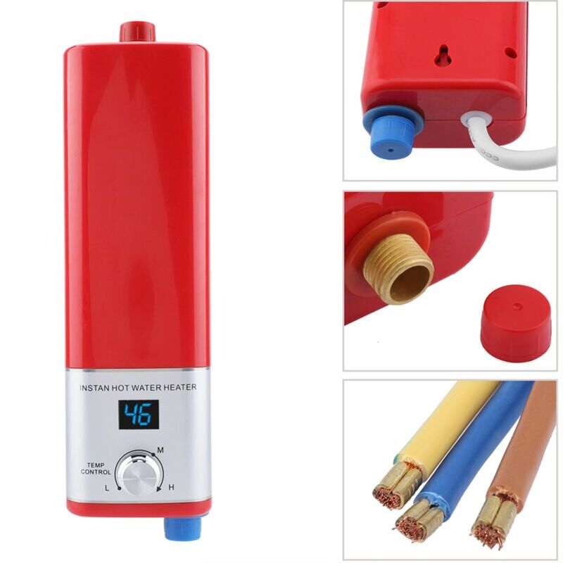 foto del prodotto snq scaldabagno intelligente istantaneo mini da 5500 w e 220 v, facile da installare per cucina e bagno rosso 