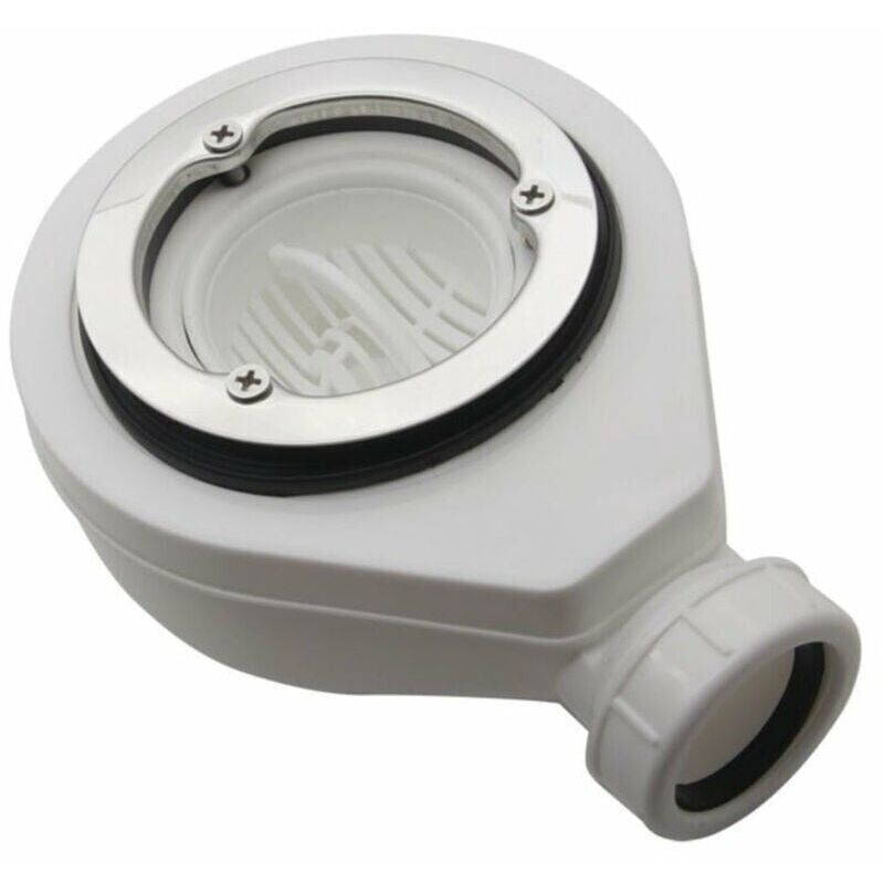 foto del prodotto snq scarico doccia valvola o sifone per piatto doccia diametro 40 mm anello di fissaggio in acciaio inox lucido con fissaggio a 3 viti