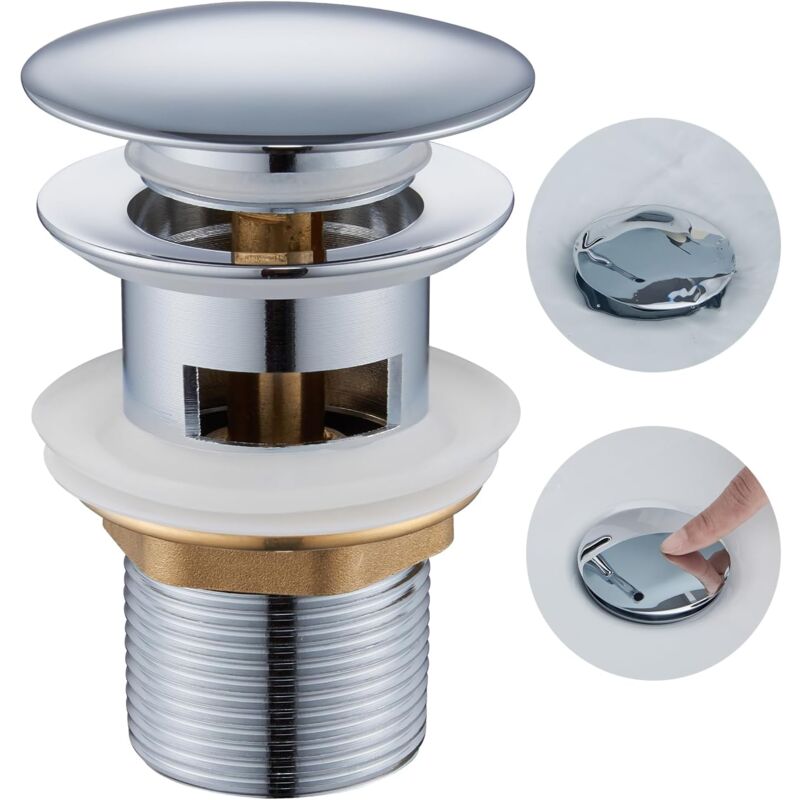 foto del prodotto snq scarico per lavandino del bagno, tappo per troppopieno cromato universale standard g 1 , kit di scarico per lavandino, argento