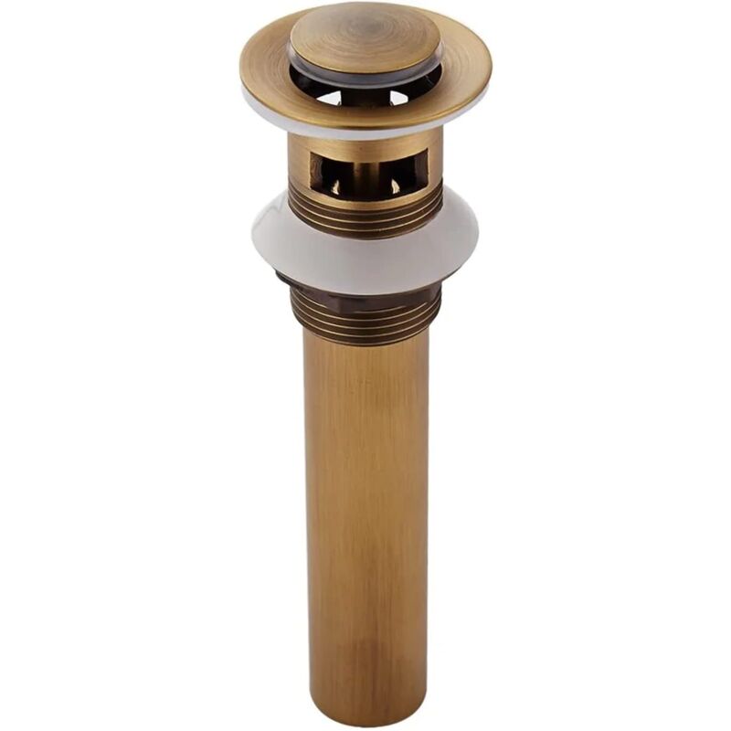 foto del prodotto snq scarico per lavello con tappo pop up retr scarico click clac con troppopieno in ottone bronzato universo lucido troppopieno con troppopieno