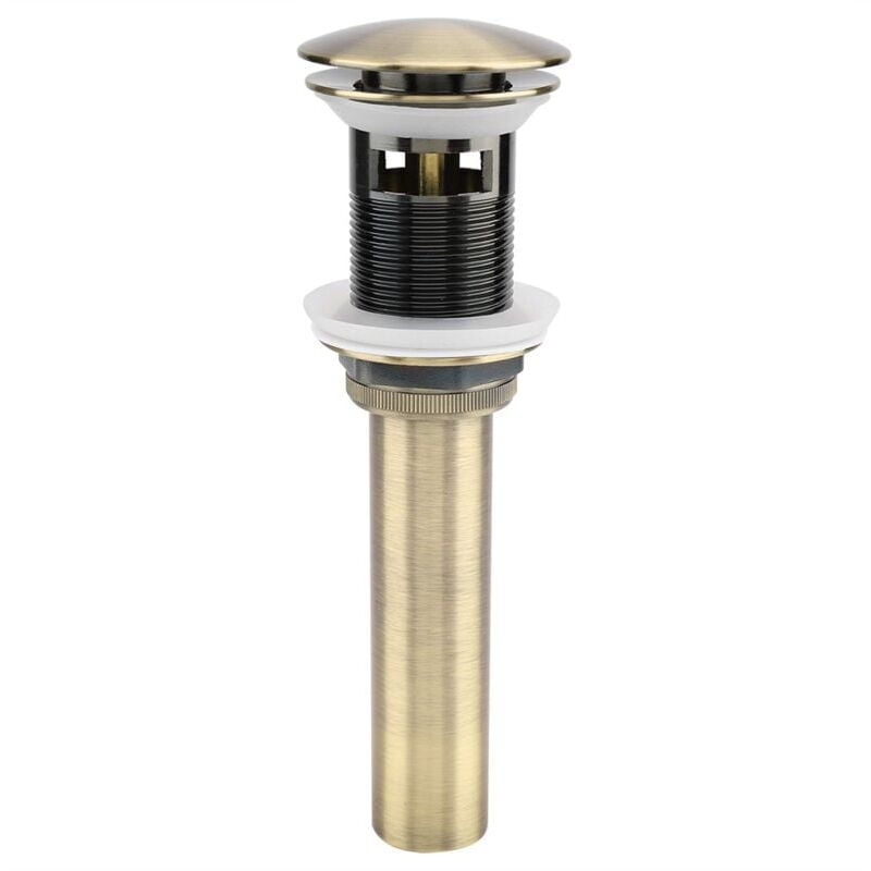 foto del prodotto snq scarico per lavello retr con tappo a scomparsa g1 1 4 , scarico click clack con troppo pieno, valvola universale per lavello in ottone
