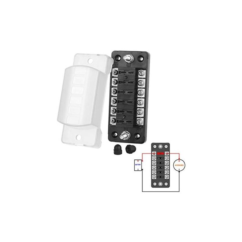 foto del prodotto snq scatola portafusibili per auto da 12 v scatola portafusibili a 6 vie per fusibile ato atc da 1 20 a dc32v connettore a vite m5 portafusibile