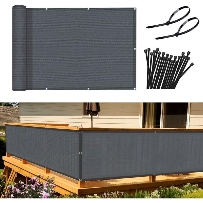 foto del prodotto snq schermo per la privacy del balcone schermo per balcone da giardino 90x400 cm 185g resistente al vento e ai raggi uv, con fori e fascette per