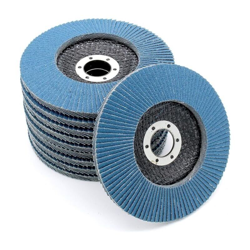 foto del prodotto snq scomparto dischi blu 10 pezzi 125 mm foro 22 mm grane 40 60 80 120 acciaio inossidabile disco abrasivo disco lamellare 
