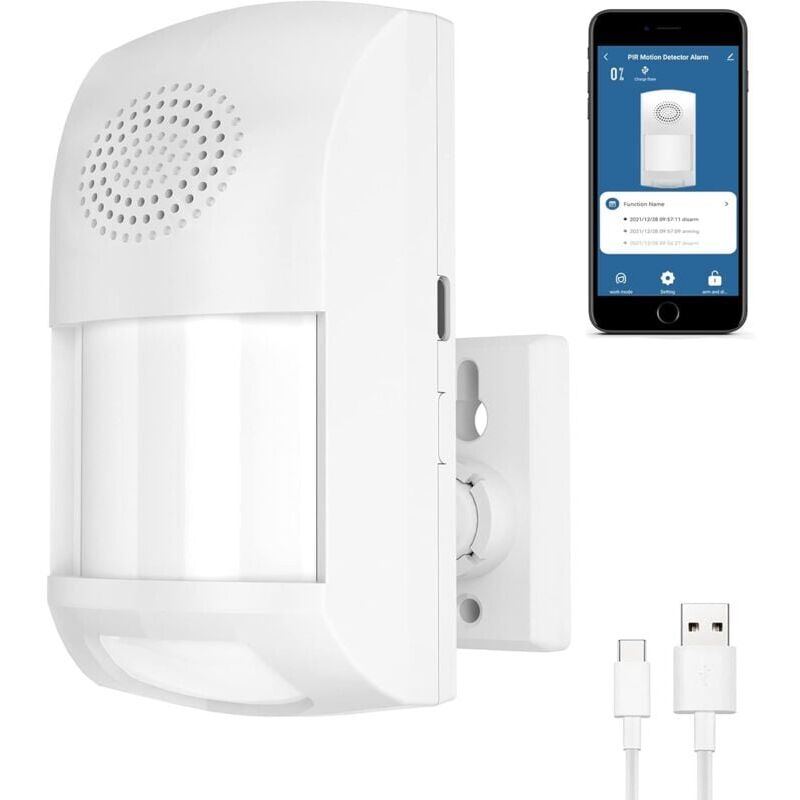 foto del prodotto snq sensore di movimento intelligente, allarme di sicurezza wireless wifi, allarme sonoro e luminoso da 110 db, avvisi tramite app gratuiti,