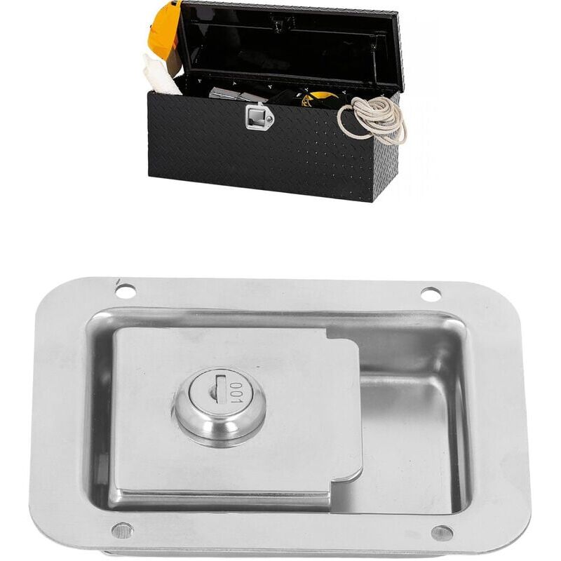 foto del prodotto snq serratura per porta camper in acciaio inossidabile 304, con 2 chiavi, montaggio a filo, per camper, rimorchi e autopompe.