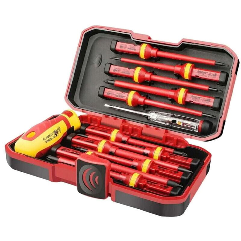 foto del prodotto snq set di 13 cacciaviti isolati cr v ad alta tensione da 1000 v, cacciavite torx a taglio phillips magnetico, utensile manuale durevole, kit di
