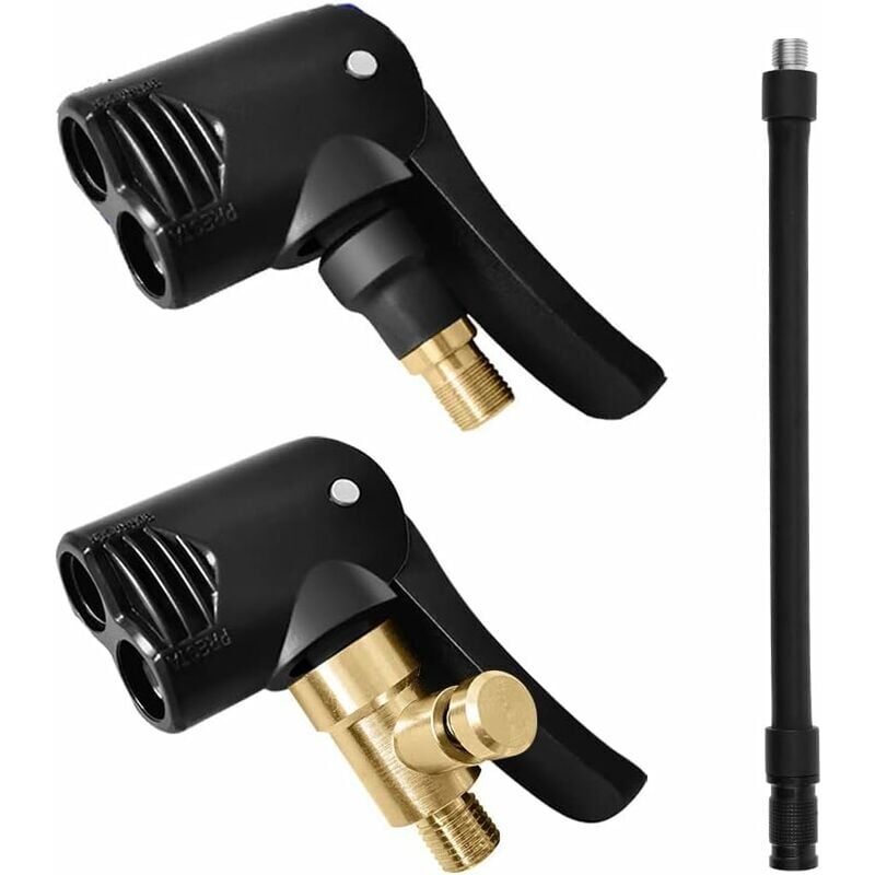 foto del prodotto snq set di 2 adattatori per valvole di pneumatici di auto, tubi di gonfiaggio valvole, prolunghe per pompe di biciclette, gonfiaggio valvole in