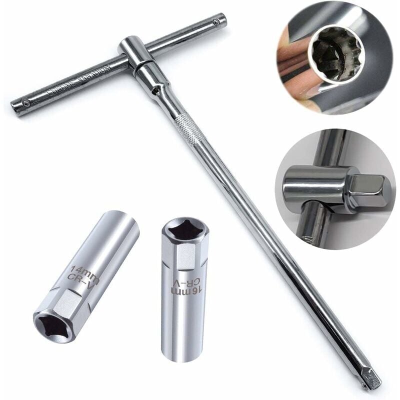 foto del prodotto snq set di 2 chiavi per candele 14 mm 16 mm strumento di installazione per chiave per candele da 3 8 