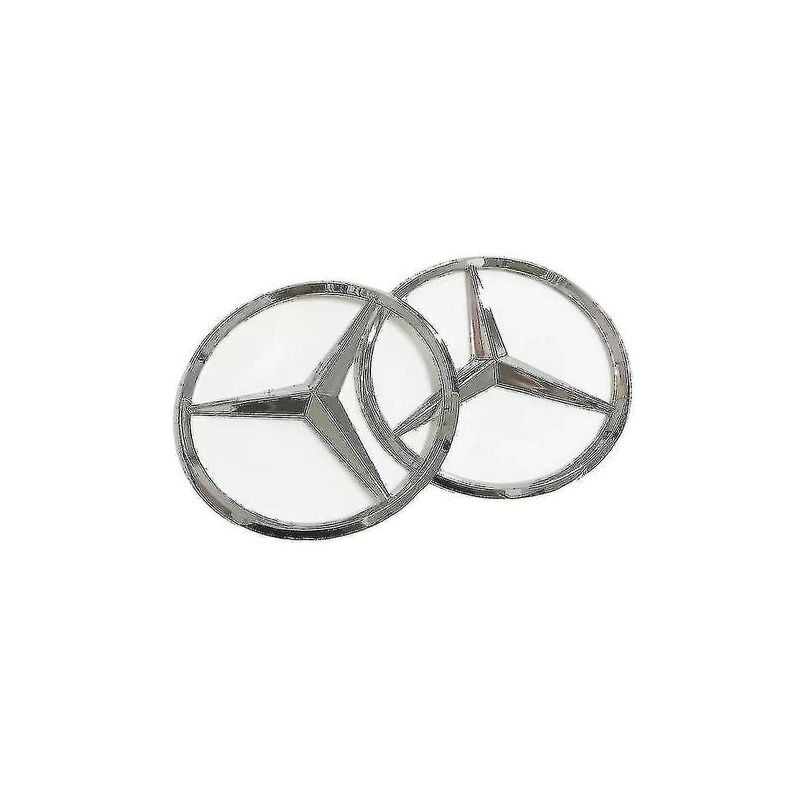 foto del prodotto snq set di 2 loghi mercedes benz per bagagliaio posteriore da 9 cm con logo auto posteriore da 90 mm ripiegato in tre argento 