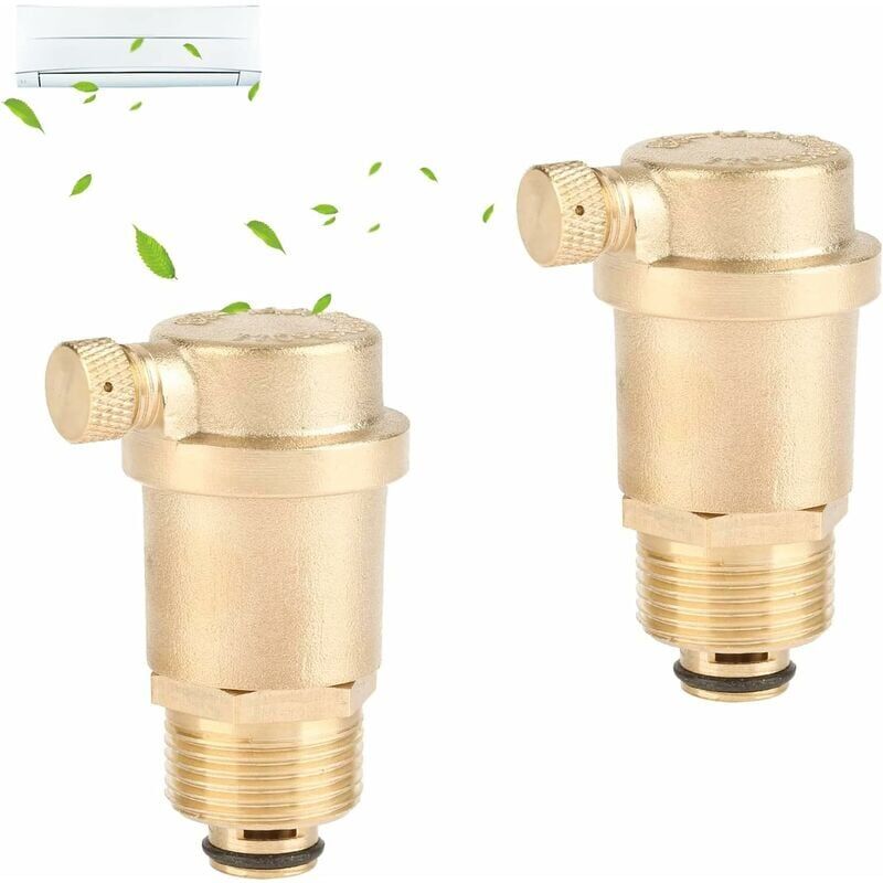 foto del prodotto snq set di 2 valvole di spurgo automatiche in ottone dn15 con limitatore di pressione per scaldabagno solare