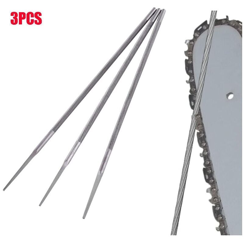 foto del prodotto snq set di 3 lime rotonde per motosega da 4 mm. lima per motosega.