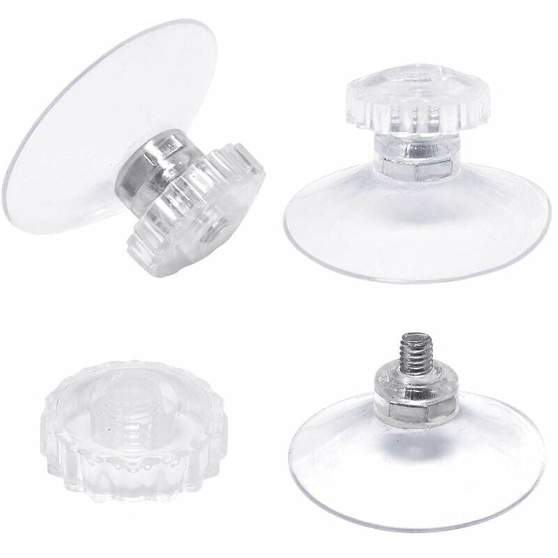 foto del prodotto snq set di 30 ventose con filettatura e dadi zigrinati 45 mm, trasparenti, per auto, campeggio, finestra, parasole