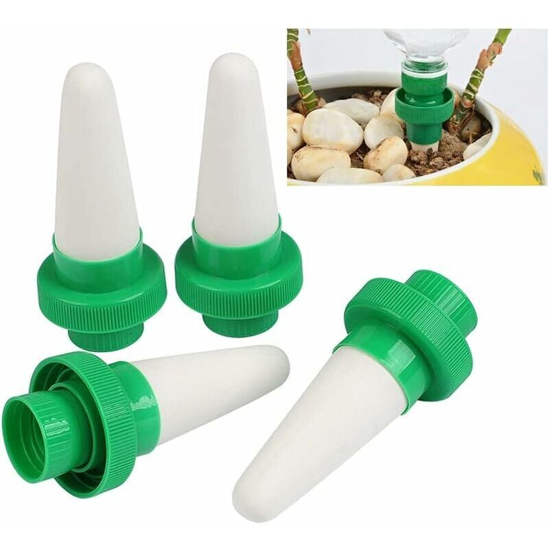 foto del prodotto snq set di 4 annaffiatoi per piante per le vacanze, punte di irrigazione in ceramica per bottiglie di plastica