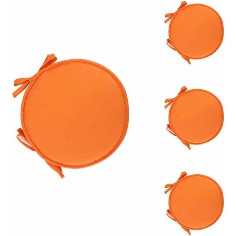 foto del prodotto snq set di 4 cuscini rotondi per sedia, cuscini rotondi per tavolo da pranzo e sedia con cordino, 15 pollici, arancione