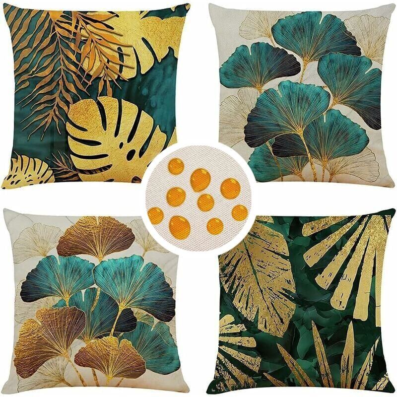 foto del prodotto snq set di 4 federe per cuscini quadrati 40 x 40 cm, federe per cuscini da esterno, federe per cuscini decorativi in lino, cuscini decorativi per