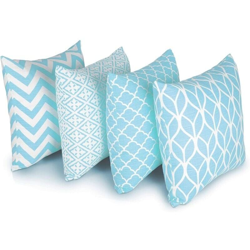 foto del prodotto snq set di 4 federe per cuscini quadrati bifacciali, 45 cm di lunghezza x 45 cm di larghezza, blu