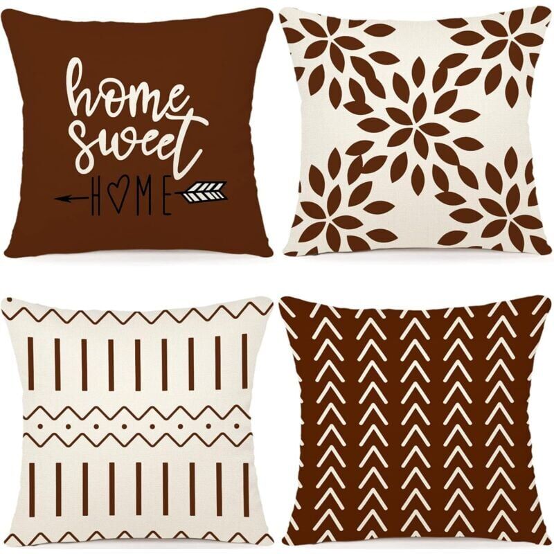 foto del prodotto snq set di 4 fodere per cuscini decorativi per divano, federe per cuscini decorativi per divano, fodere per cuscini in lino per esterni, fodere per