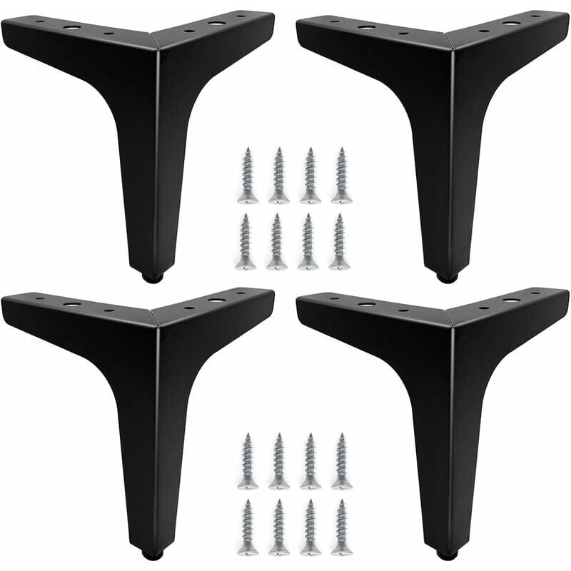 foto del prodotto snq set di 4 gambe per mobili in metallo nero da 15 cm, gambe per divani resistenti, gambe per tavolini da caff , rialzi per gambe da tavolo che