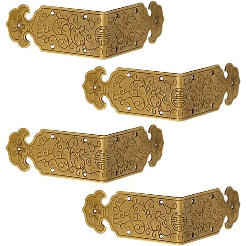 foto del prodotto snq set di 4 protezioni decorative per angoli in ottone anticato per mobili in stile vintage