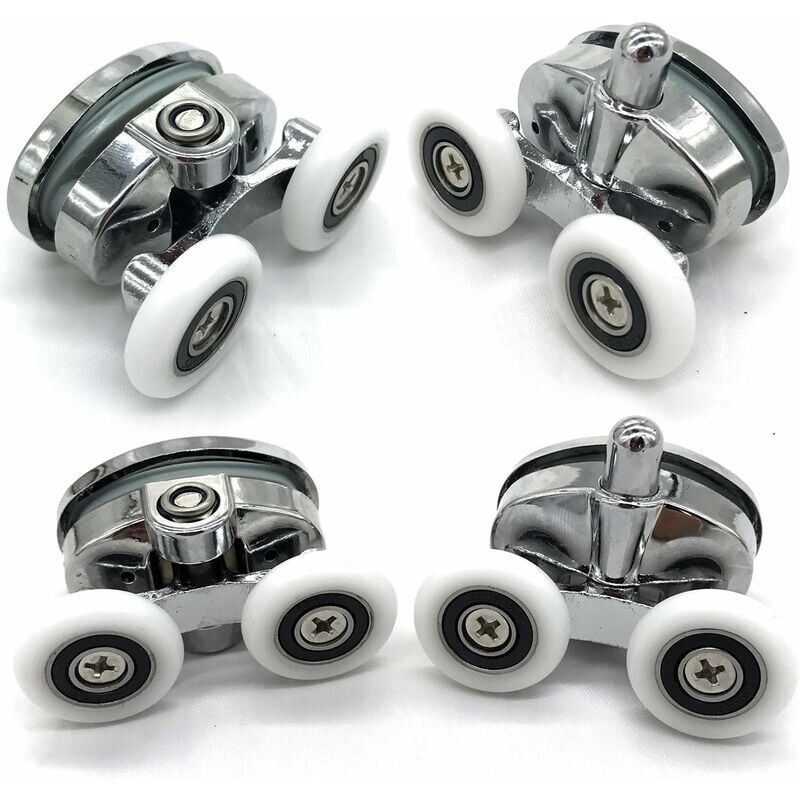foto del prodotto snq set di 4 rulli per porta doccia doppia ruota ovale forma a farfalla 23 mm 