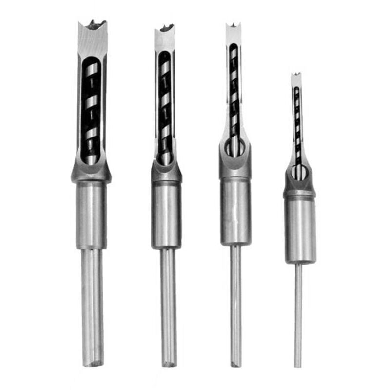 foto del prodotto snq set di 4 scalpelli per fori quadrati, set di utensili per lavorazione del legno con scalpello cavo in acciaio 1 4 1 2 5 16 3 8 pollici 