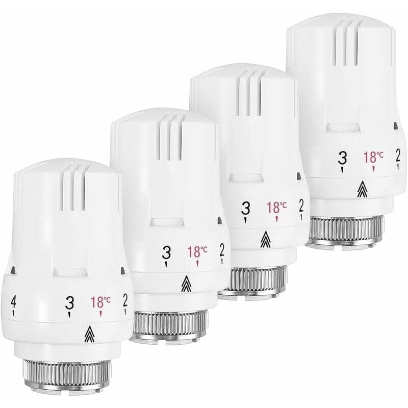 foto del prodotto snq set di 4 teste termostatiche, valvola termostatica per radiatore, testa termostatica per radiatore, valvola termostatica per radiatore m30 x