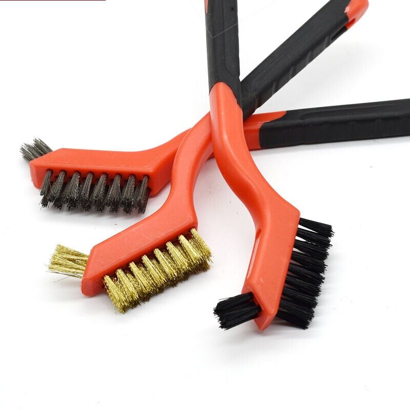 foto del prodotto snq set di 6 mini spazzole con setole in nylon ottone acciaio inossidabile per la pulizia di ruggine e polvere