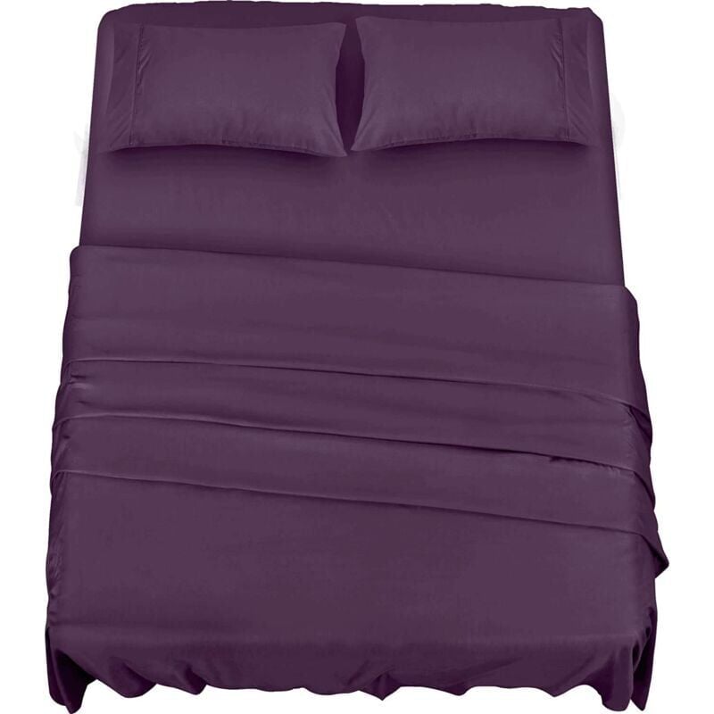 foto del prodotto snq set di biancheria da letto in microfibra di poliestere 4 pezzi, viola 1 lenzuolo con angoli 150x200 cm, 1 lenzuolo piano 266x259 cm e 2