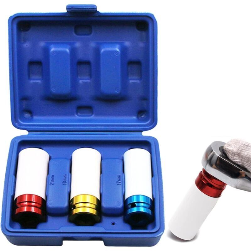 foto del prodotto snq set di chiavi a bussola, punte per cacciavite a bussola per cerchi in lega, manicotto per pneumatici colore 17 mm 19 mm 21 mm