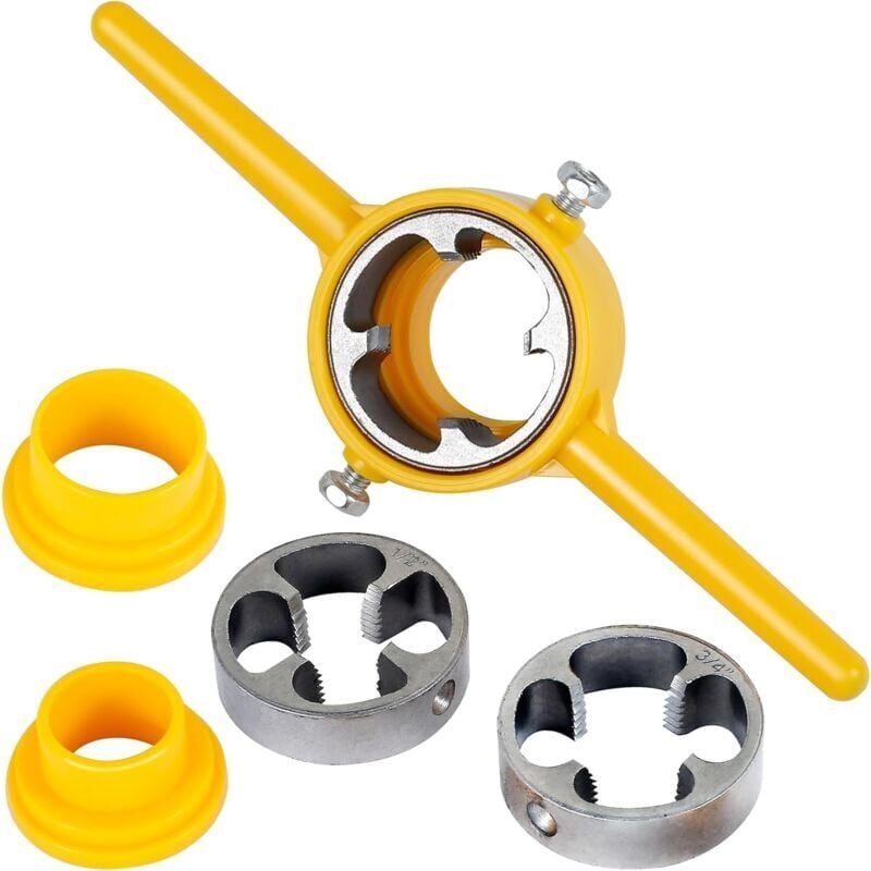 foto del prodotto snq set di filiere per tubi in pvc, set di filiere tonde npt, utensile per filettatura, utensile manuale per idraulica, 1 2 pollice, 3 4 pollice, 1