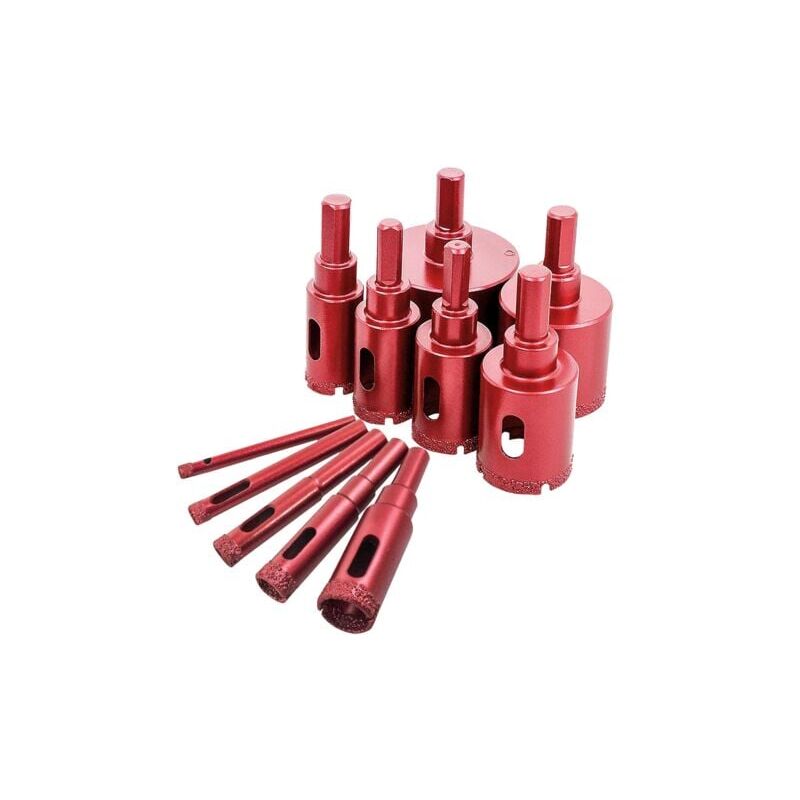 foto del prodotto snq set di seghe a tazza diamantate, punte per trapano diamantate per piastrelle vetro marmo 6 mm 50 mm, 11 pezzi 