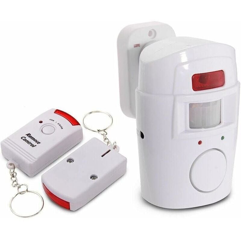 foto del prodotto snq sirena wireless allarme sicurezza sensore rilevatore di movimento a infrarossi ir pir 2 telecomando per casa camper garage